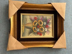 Bild signiert mit Blumenstrauß