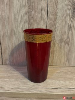 Tealight holder red with gold rim
