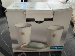Badezimmer Set 1Seifenbehälter 2 Zahnputzbecher wie Neu