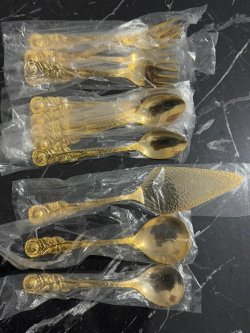 Coffee cutlery for 4 people, gold-plated as new